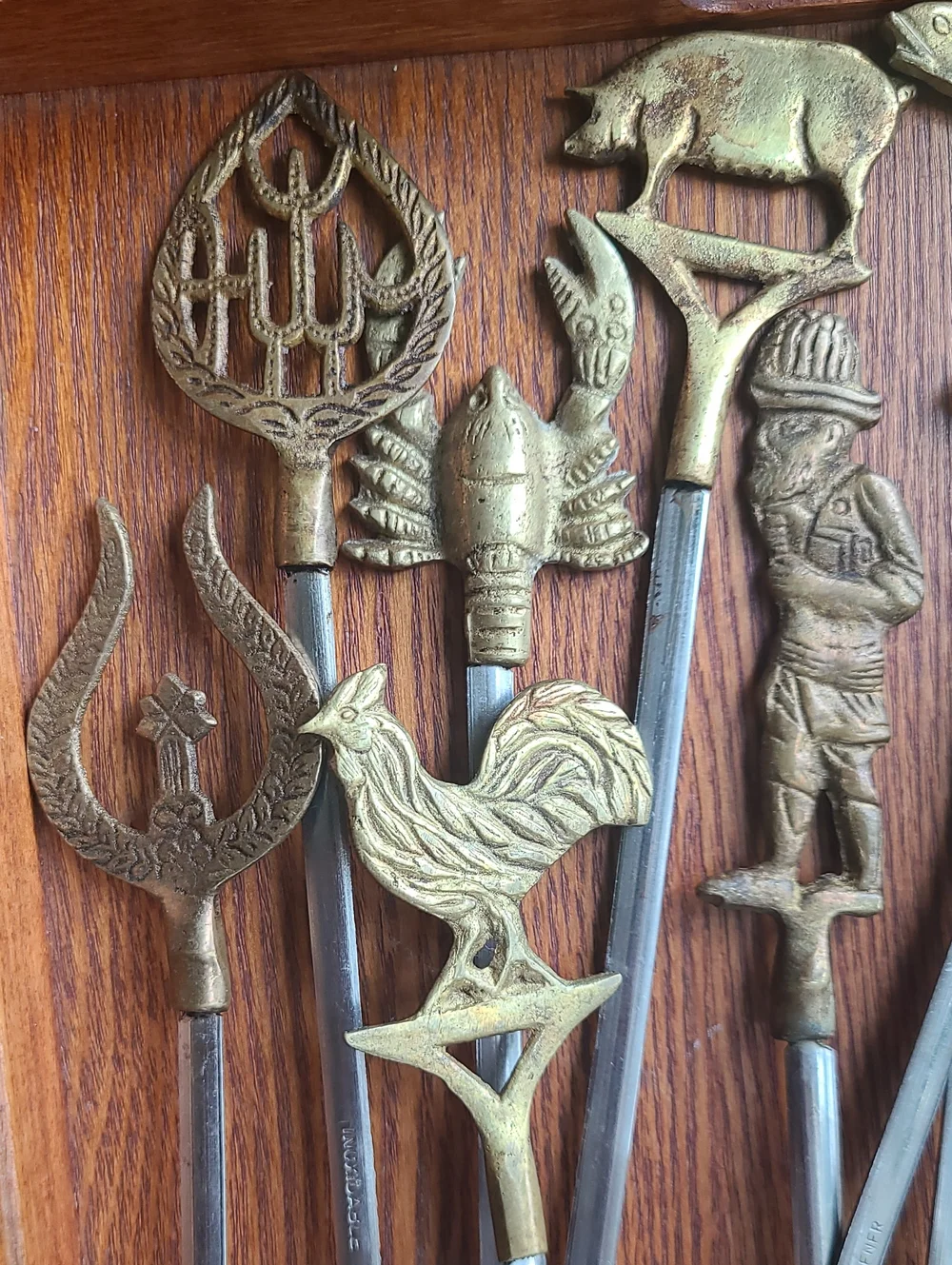 Vintage Turkish Brass-Top Decorative Skewers - Assorted Animal & Figure Designs